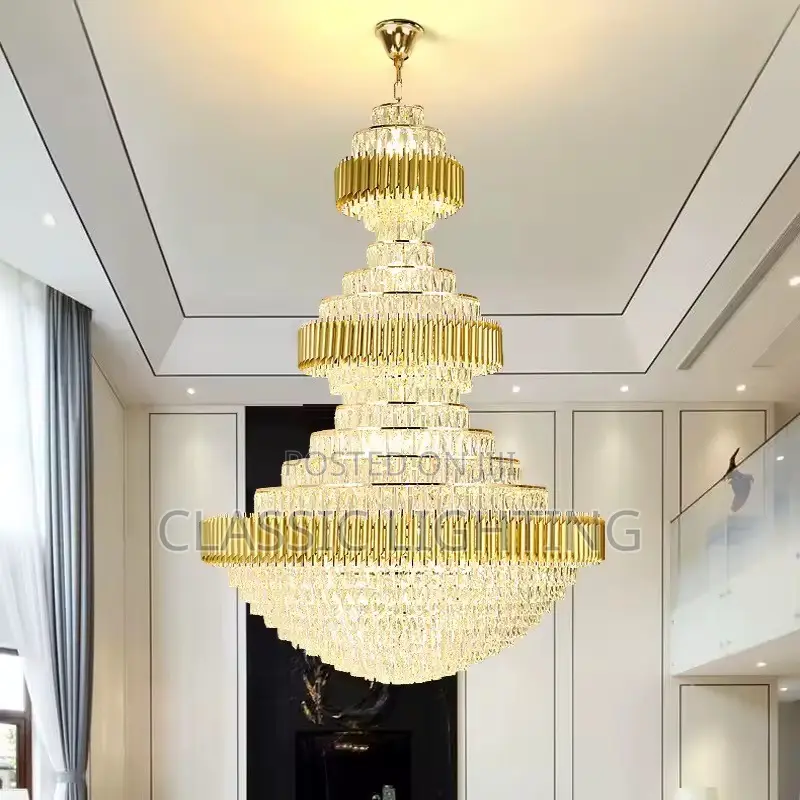 Luxury Crystal Stair Chandelier Lighting Villa Lobby Hotel Large