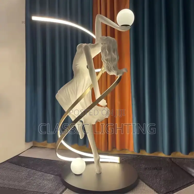 Clubs Bar Art Dancing Girl Ornament for Modern Indoor LED White Light