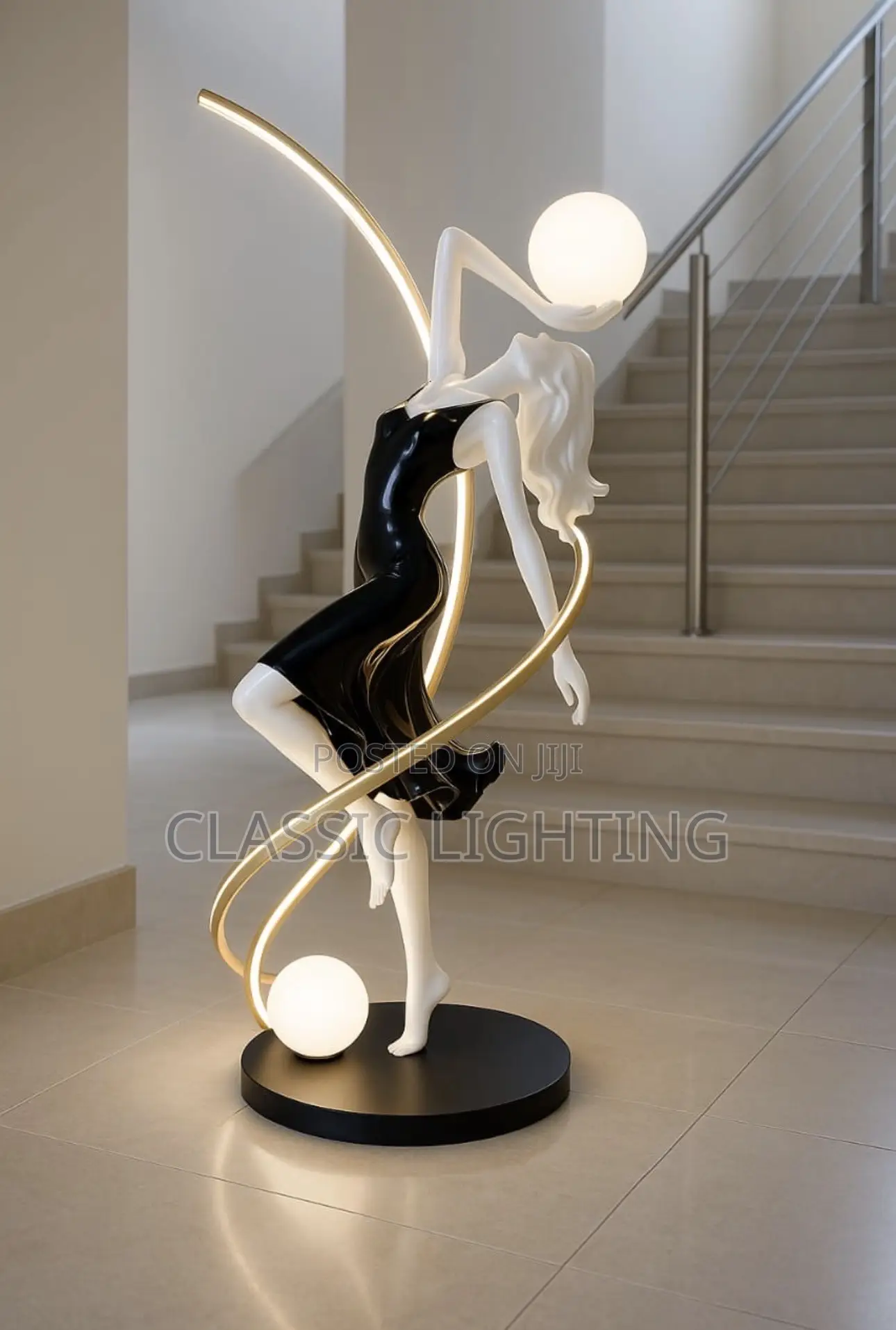 Clubs Bar Art Dancing Girl Ornament for Modern Indoor LED White Light