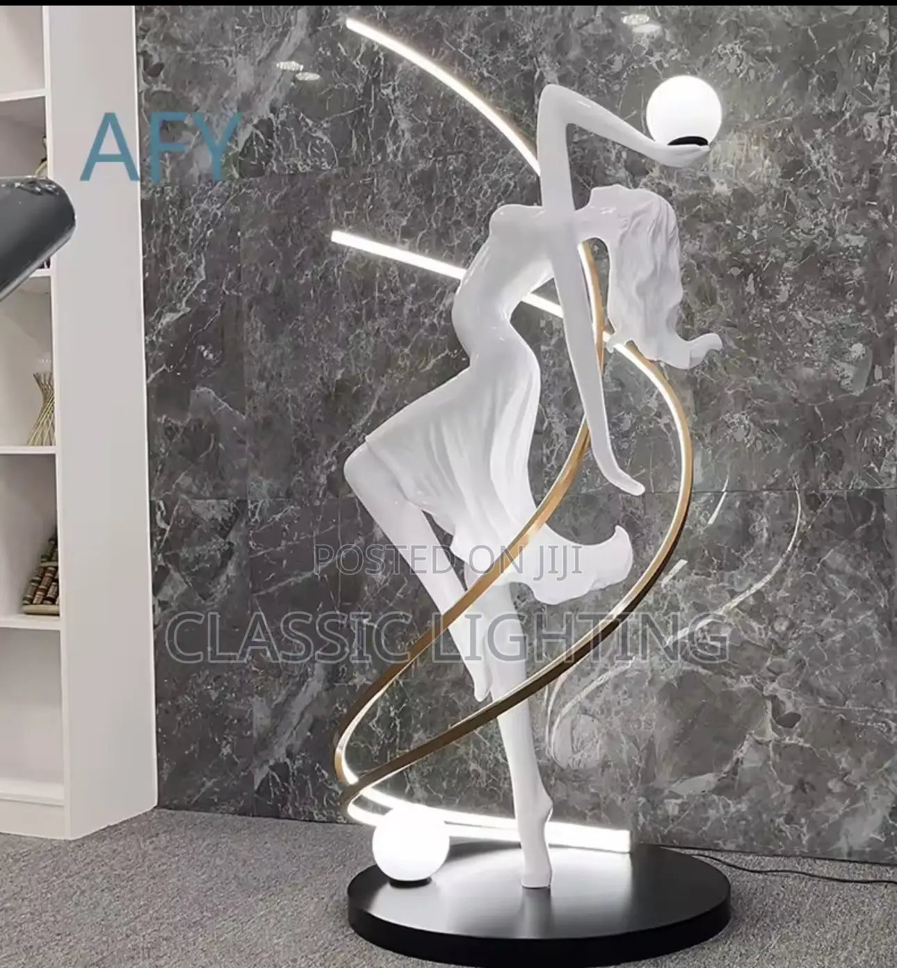 Clubs Bar Art Dancing Girl Ornament for Modern Indoor LED White Light