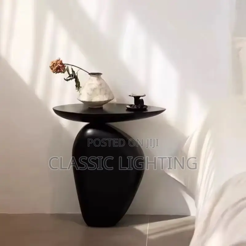 Creative Modern Pebble Shape Edge Few Black Special-Shaped Side Table