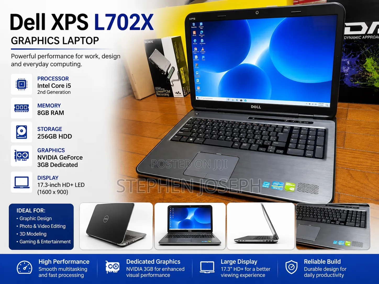 Laptop Dell XPS 17 L702X 8GB Intel Core i5 SSD 256GB