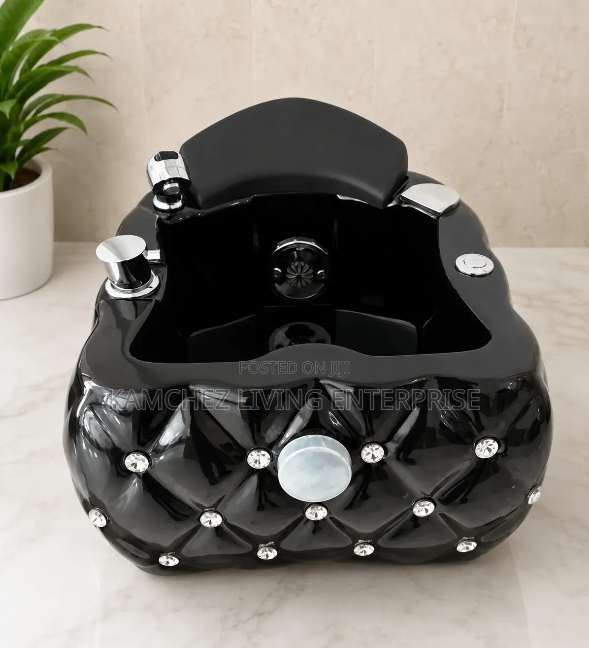 Luxury Doted Black Pedicure Bowl - Spa Basin