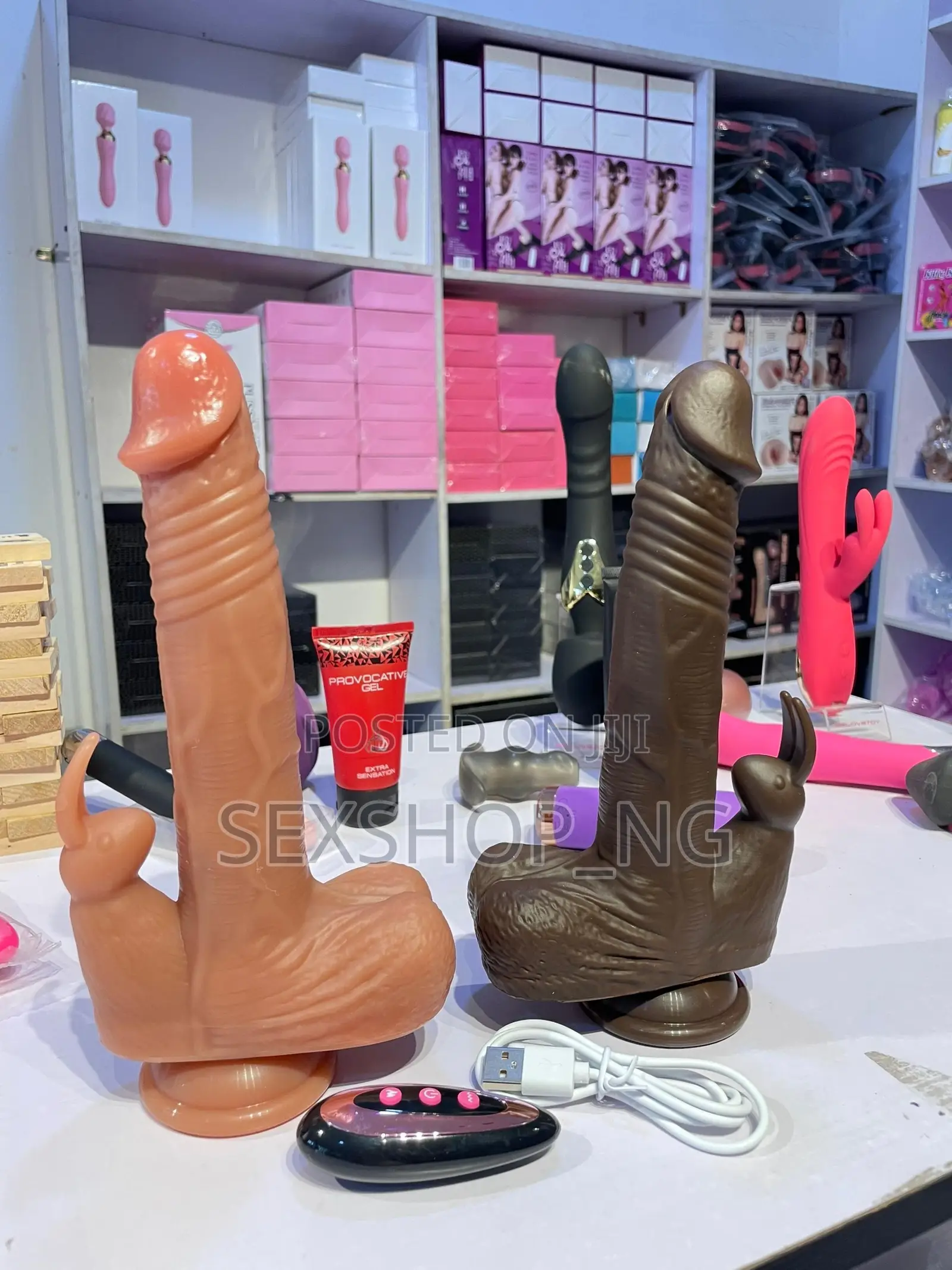 Rechargeable Thrusting Dildo With Flapping Stimulation Vibrator