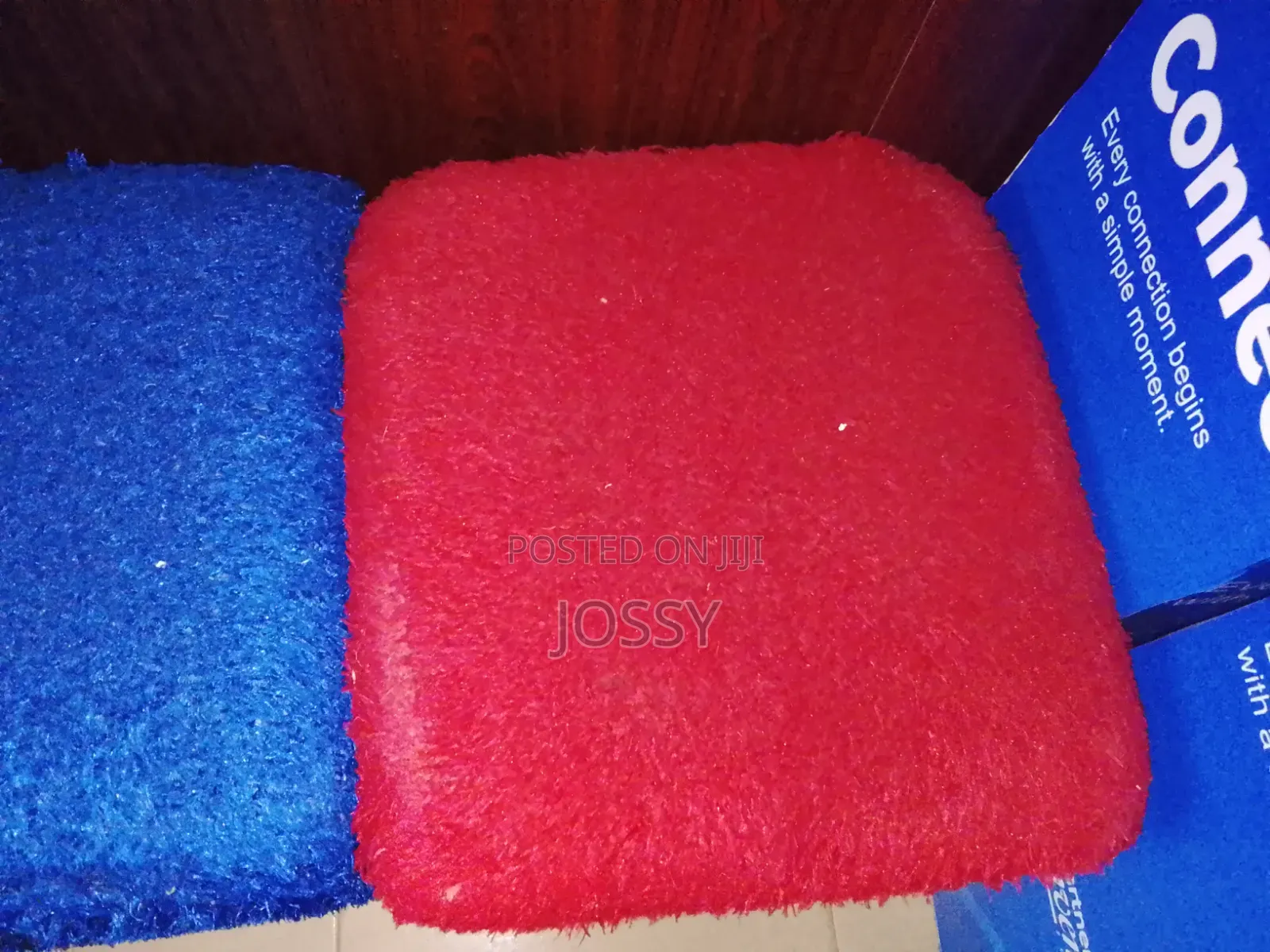Set of Colourful Upholstered Stools / Poufs