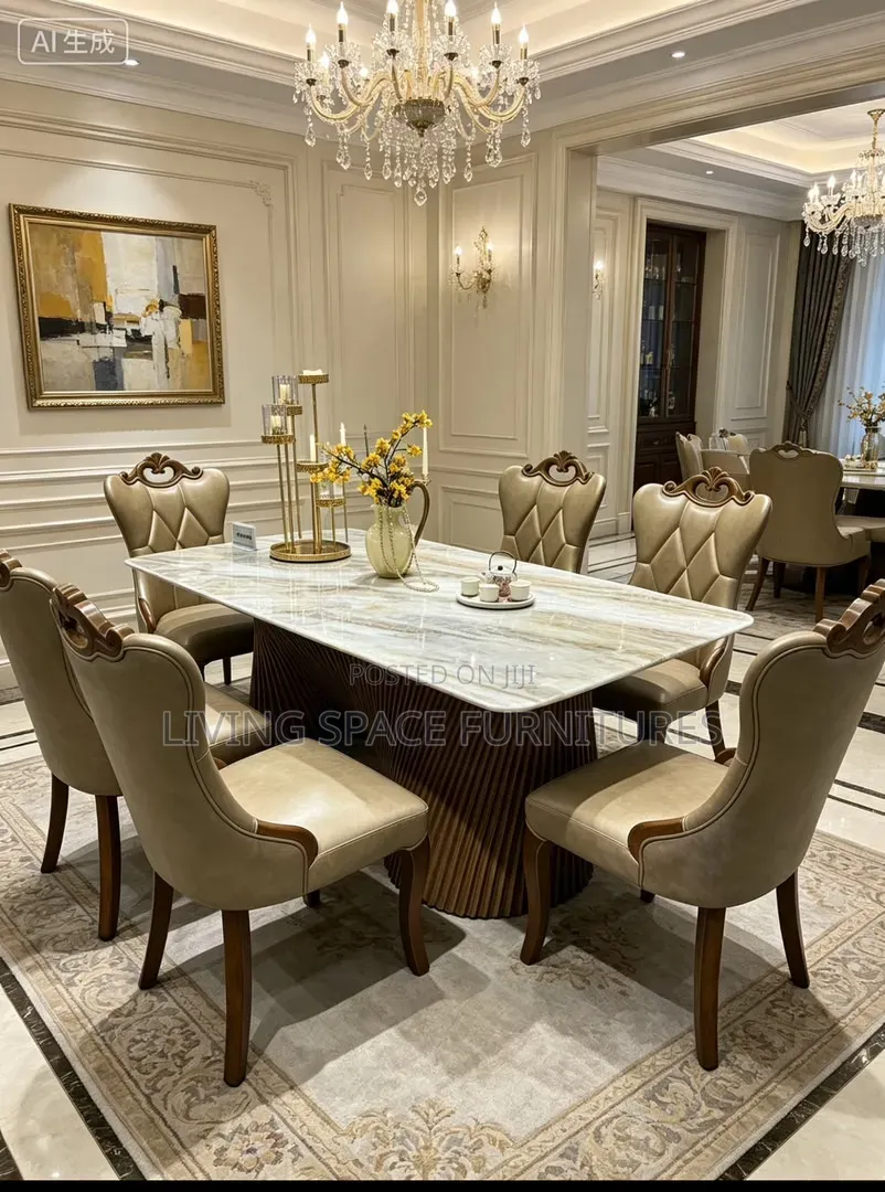 Executive Dining Table With 6 Leather Chairs