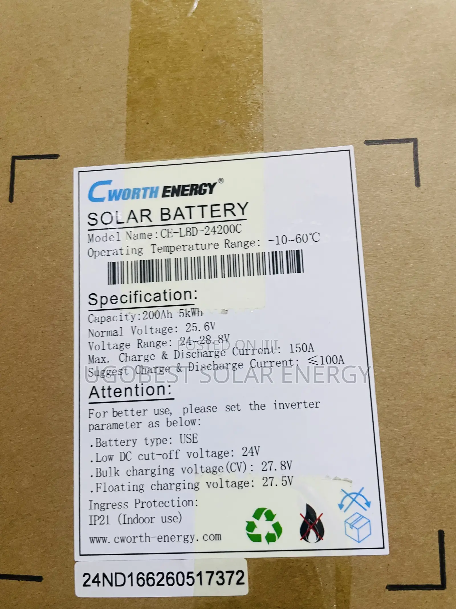 5kwh 24v Cworth Lithium Ion Battery