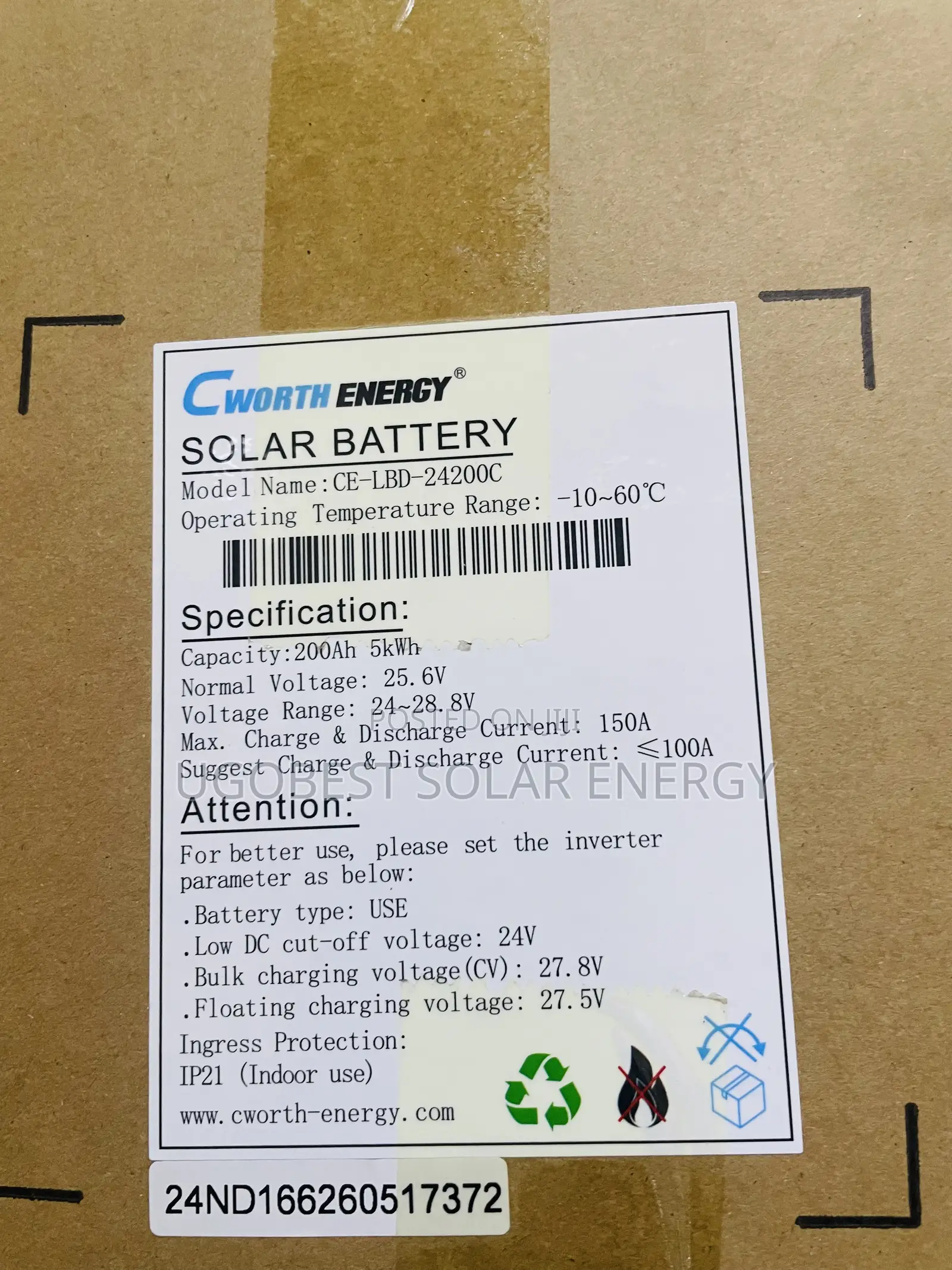 5kwh 24v Cworth Lithium Ion Battery