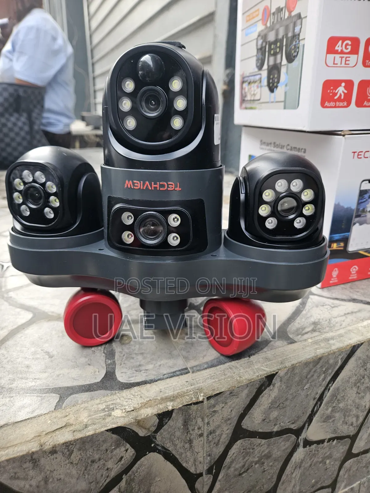 V380 3 Lens Solar Ai Camera 3-Auto-Rotae Full HD High Quality