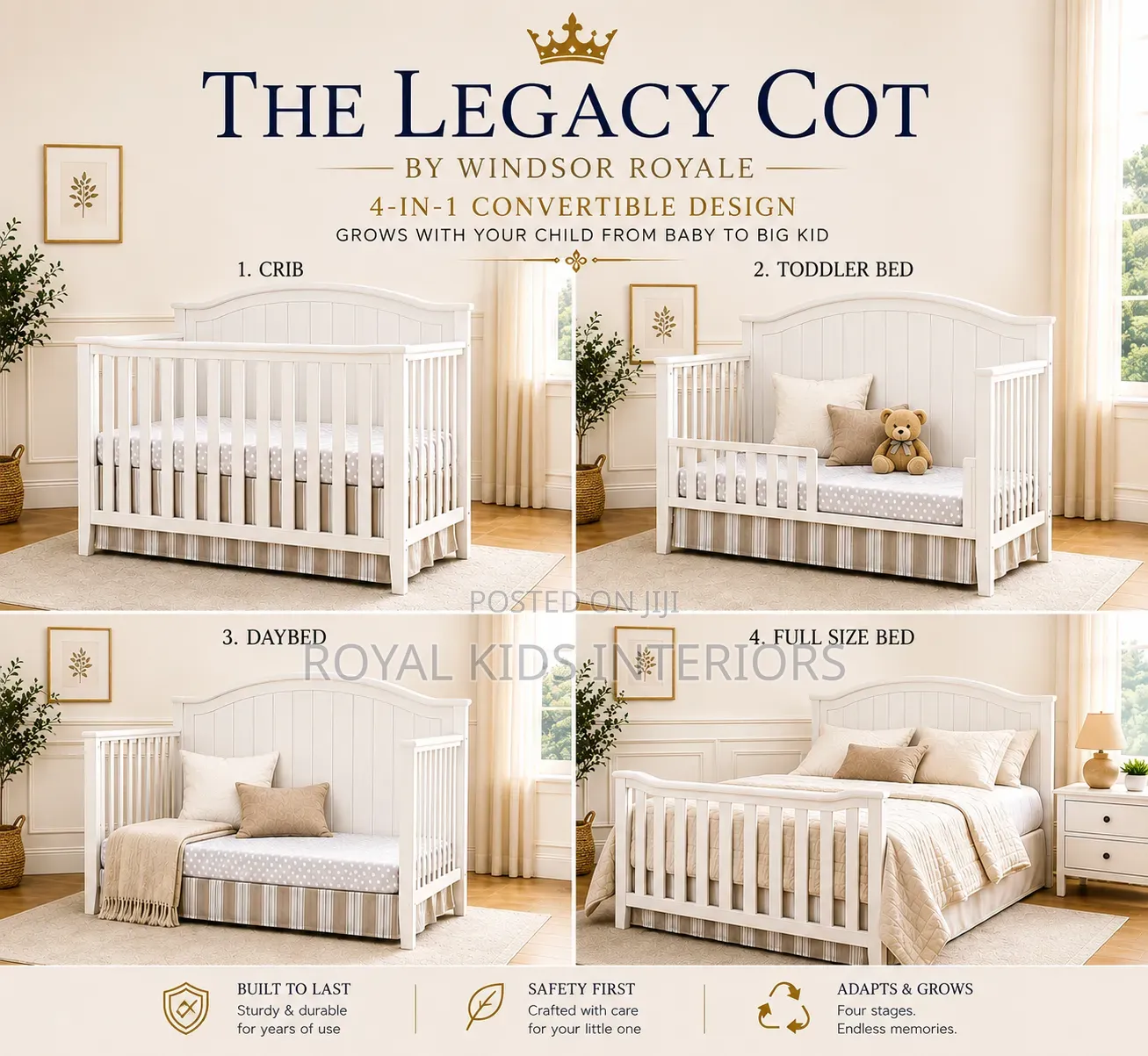 Luxury 4-in-1 Convertible Baby Cot | the Legacy Cot | Windsor Royale
