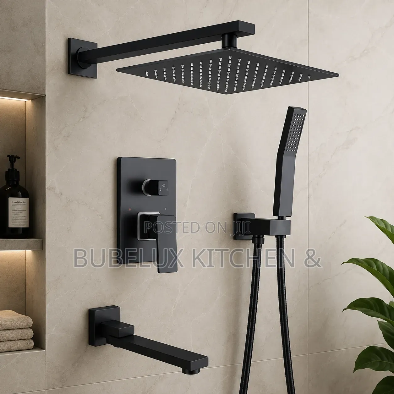Luxury Matte Black Concealed Shower Set