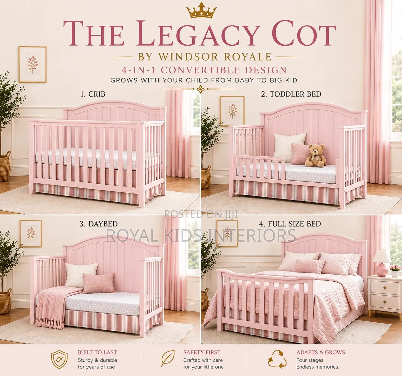 Luxury 4-in-1 Convertible Baby Cot | the Legacy Cot | Windsor Royale