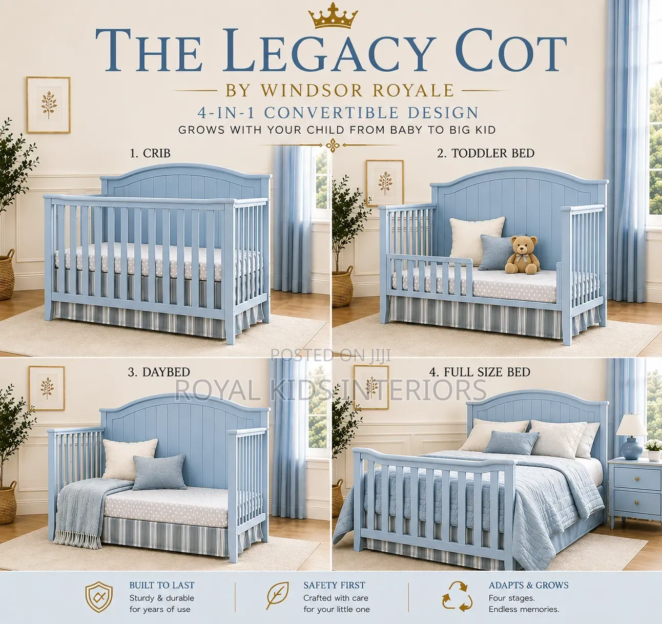 Luxury 4-in-1 Convertible Baby Cot | the Legacy Cot | Windsor Royale