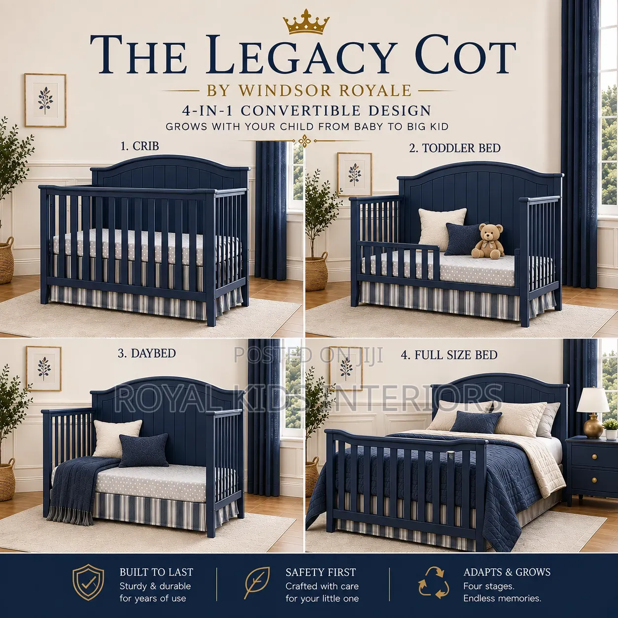 Luxury 4-in-1 Convertible Baby Cot | the Legacy Cot | Windsor Royale