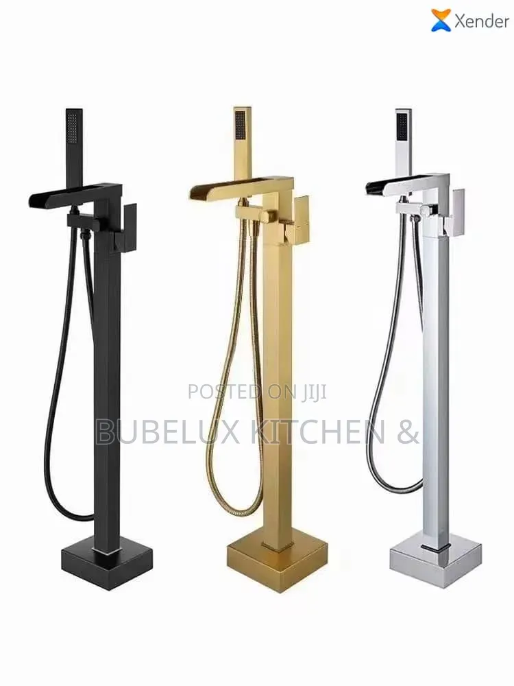 Luxury Freestanding Bathtub Faucet Set – Black Chrome
