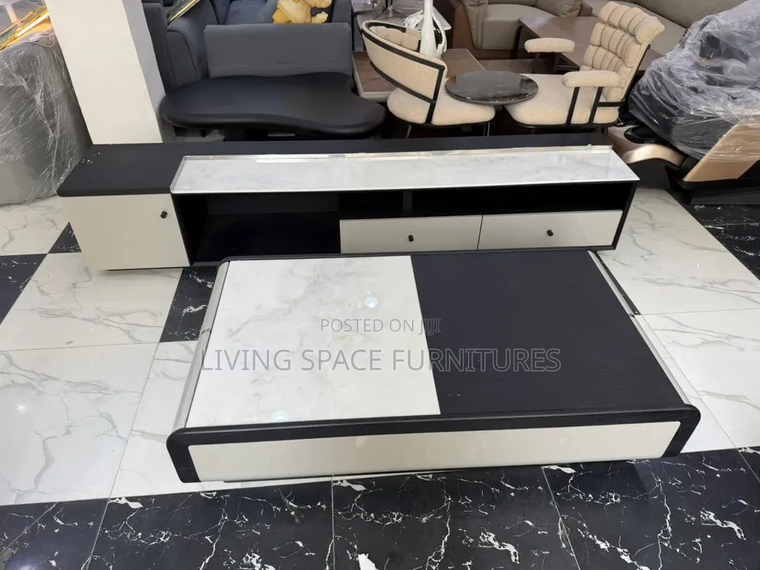 Executive Marble TV Stand With Center Table