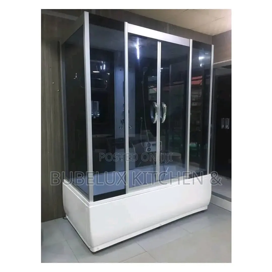 Luxury Black Glass Steam Shower Cubicle With Bathtub