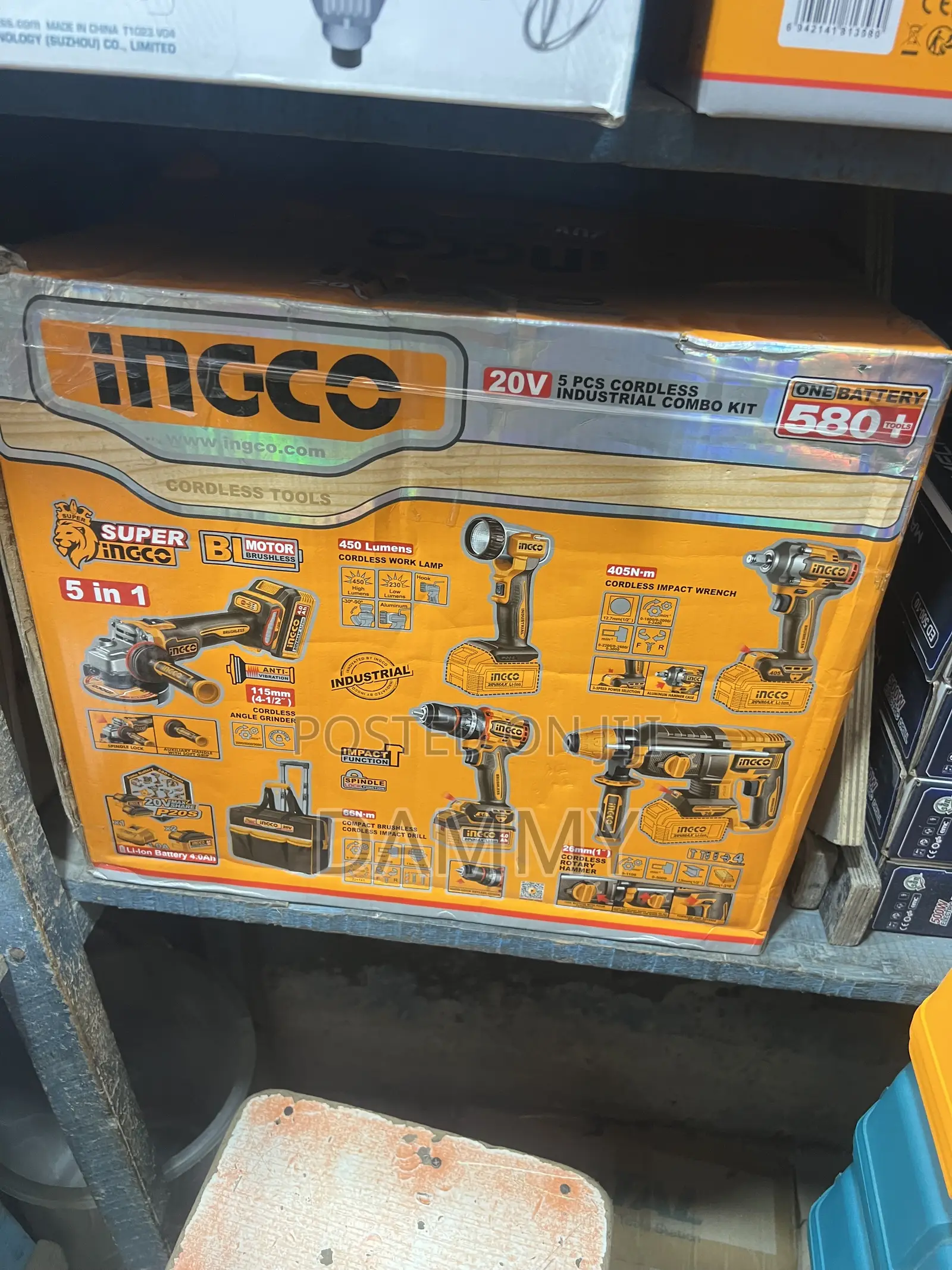 Ingco 20V 5-in-1 Industrial Cordless Combo Kit