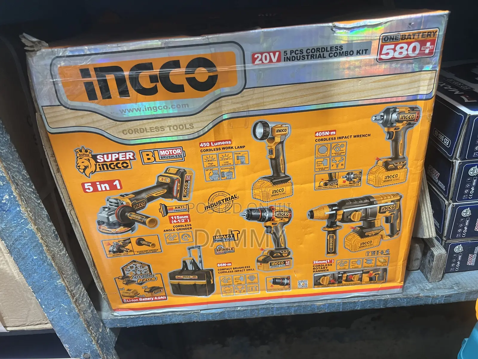 Ingco 20V 5-in-1 Industrial Cordless Combo Kit