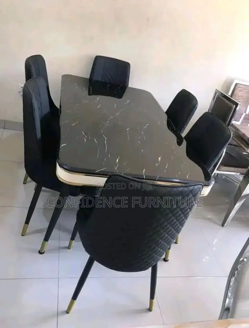 Dark Marble Top Dining Set