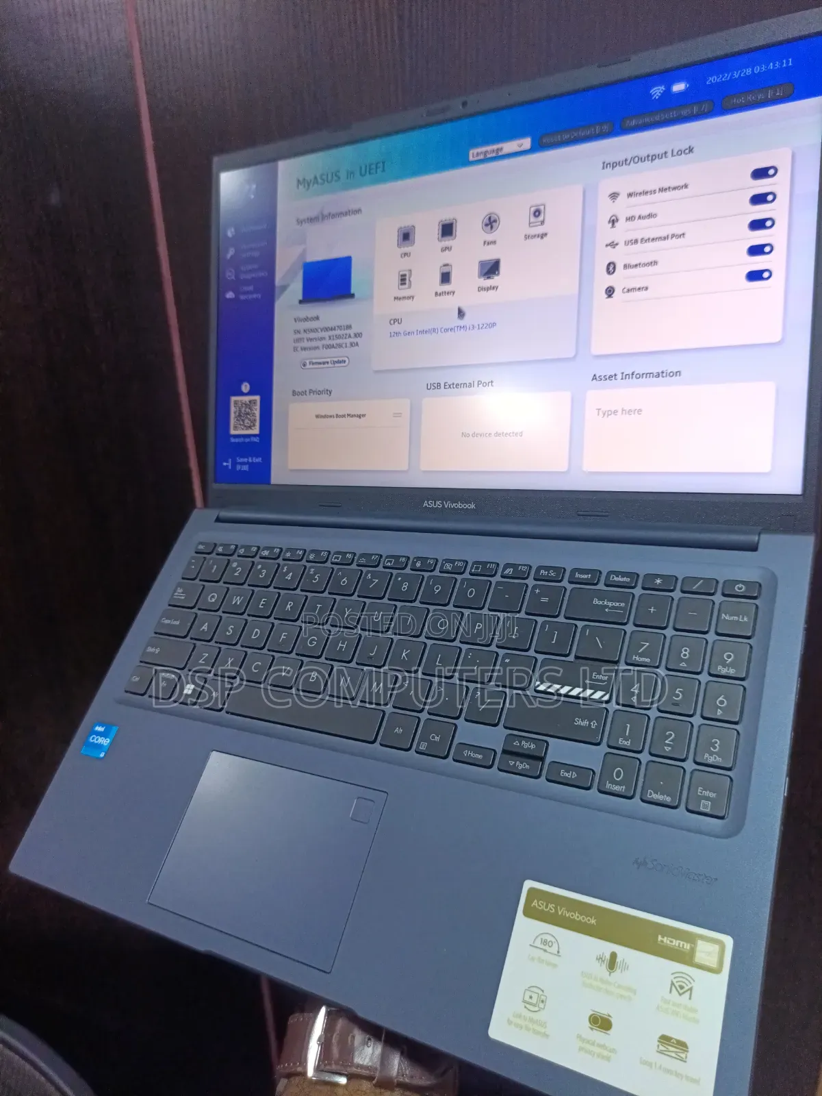 Laptop Asus Vivobook 15 8GB Intel Core i3 SSD 256GB