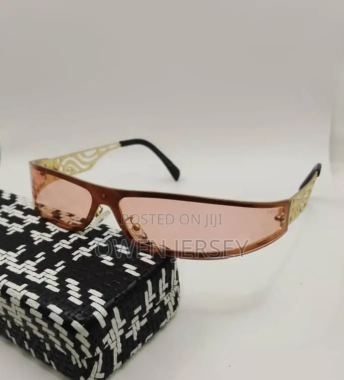 Black Wraparound Sunglasses With Patterned Temples.