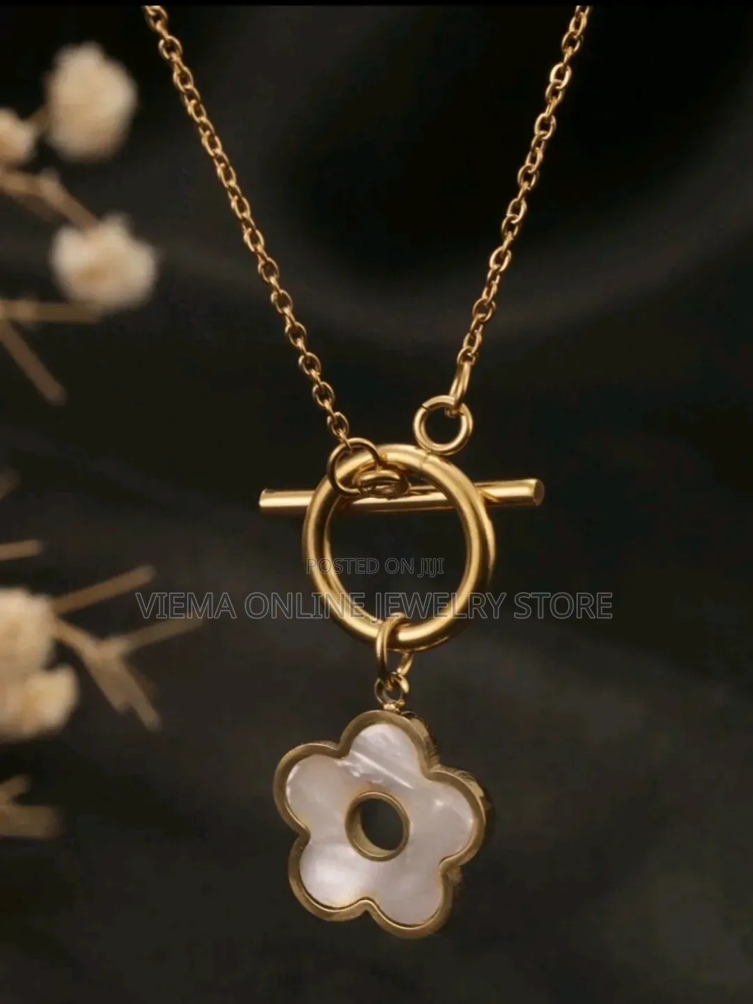1pc Stainless Steel Ot Clasp Seashell Five-Petal Style Necklace