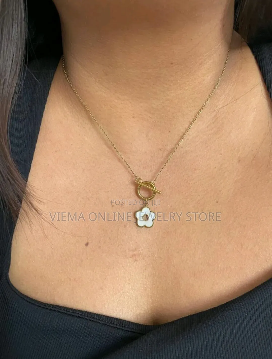1pc Stainless Steel Ot Clasp Seashell Five-Petal Style Necklace