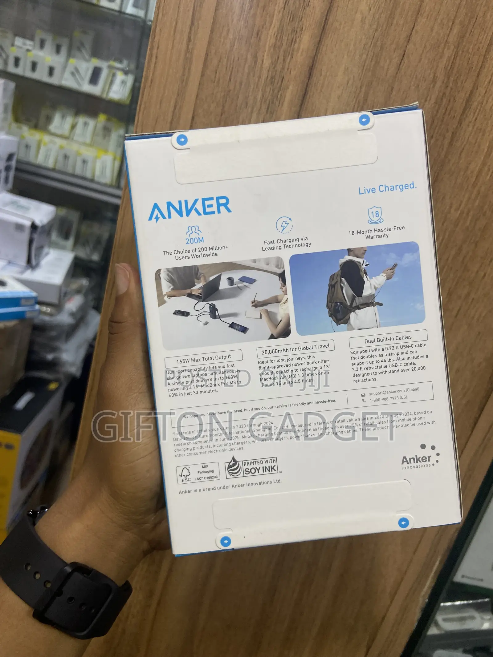 Anker Power Bank (25,000mAh, 165W, Built-in and Retractable Cables)
