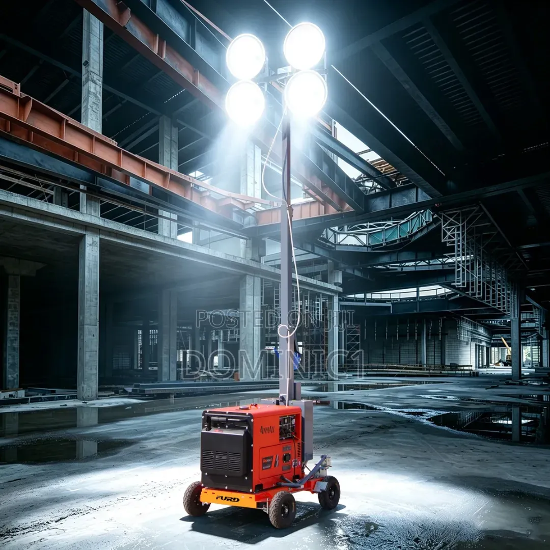 Mobile Light Tower With an Integrated Generator,