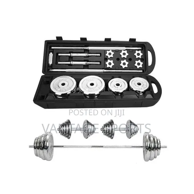 50KG Chrome Dumbbell Barbell Set With Case + FREE Gym Gloves