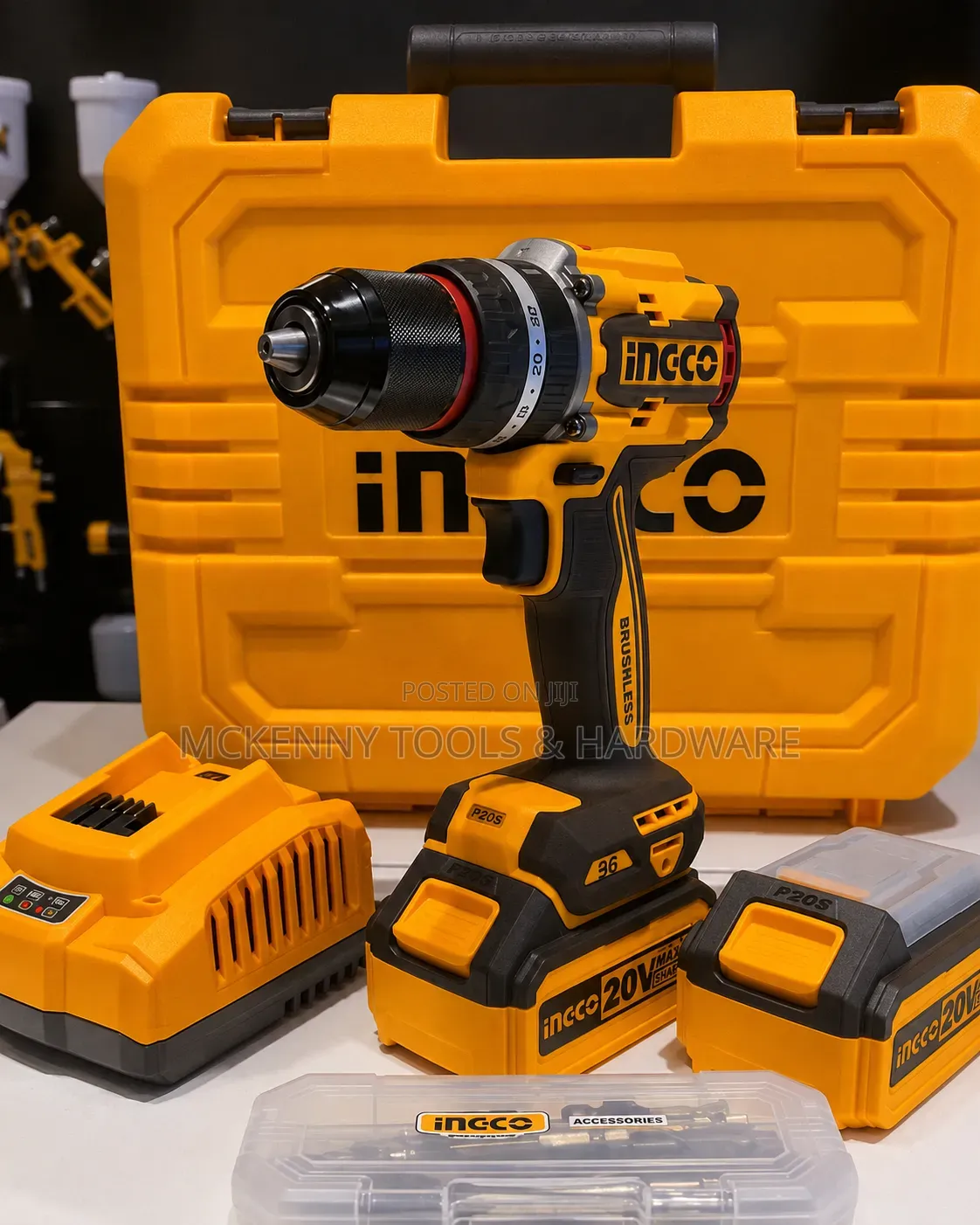 Ingco 20V Compact Brushless Cordless Impact Drill Kit CIDLI20668