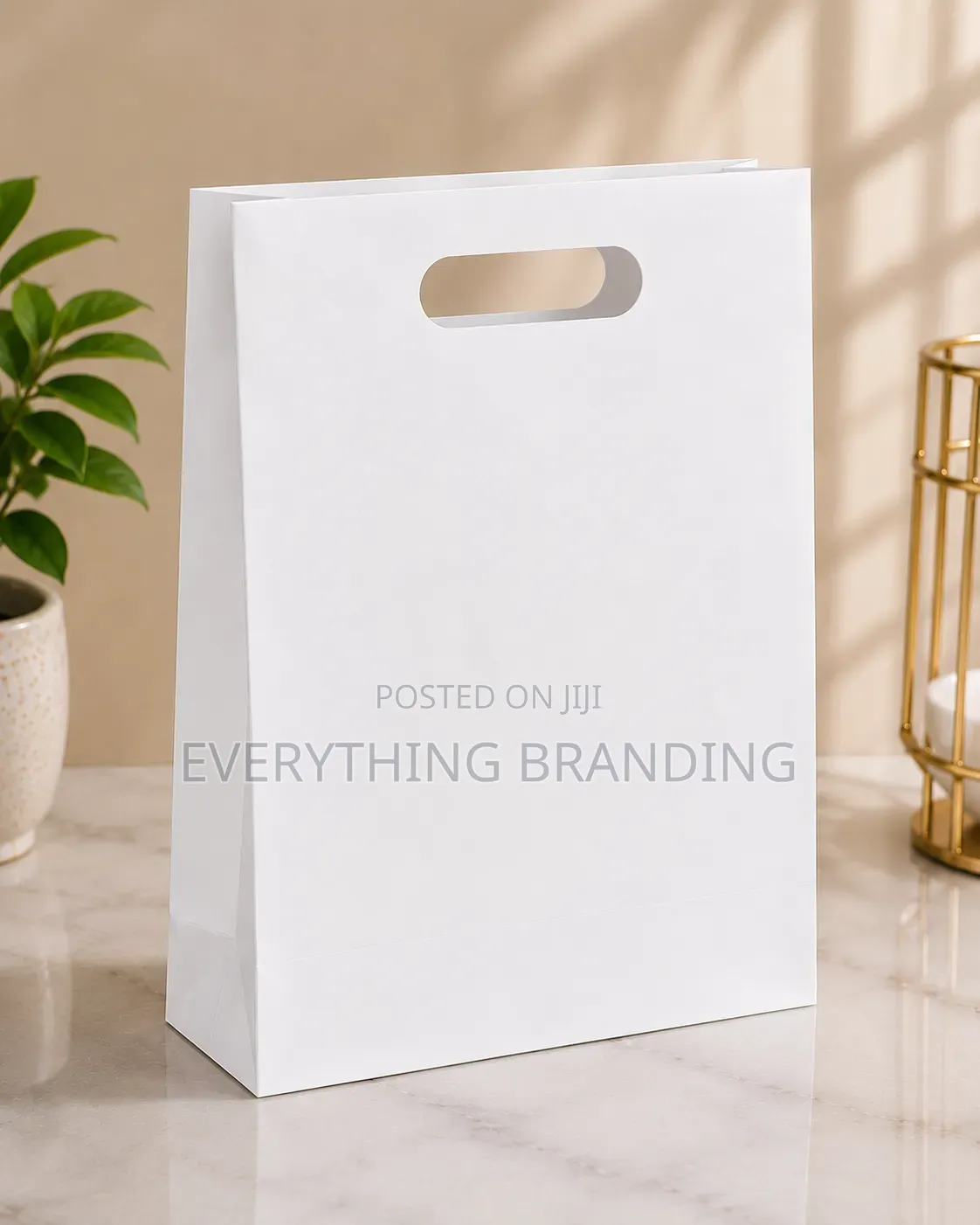 A4 White Kraft Paper Bag, Die Cut Handle,for Shopping and Gifts