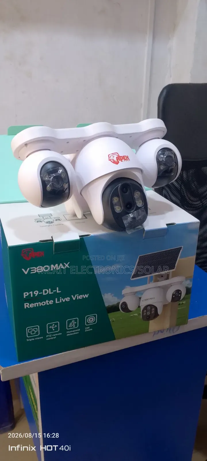 V380 Max 3 Lens Solar CCTV Camera With Solar Panel