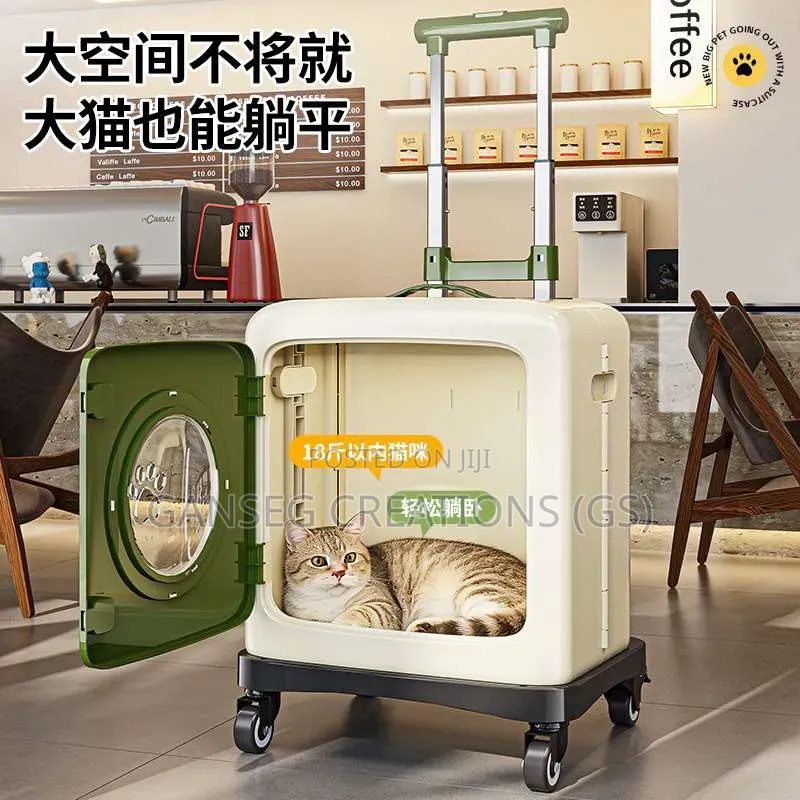 Goingout Pet Trolley Case Portable Breathable Suitcase With Pulley Dog
