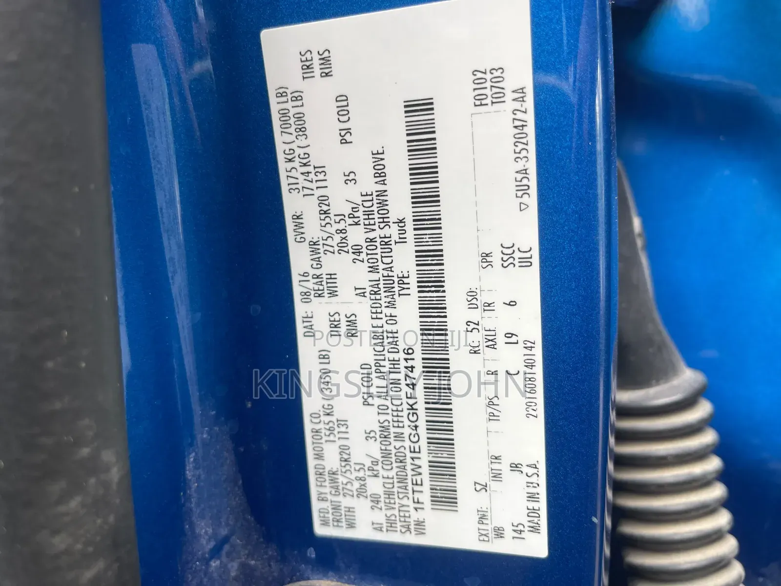 Ford F-150 2016 Blue
