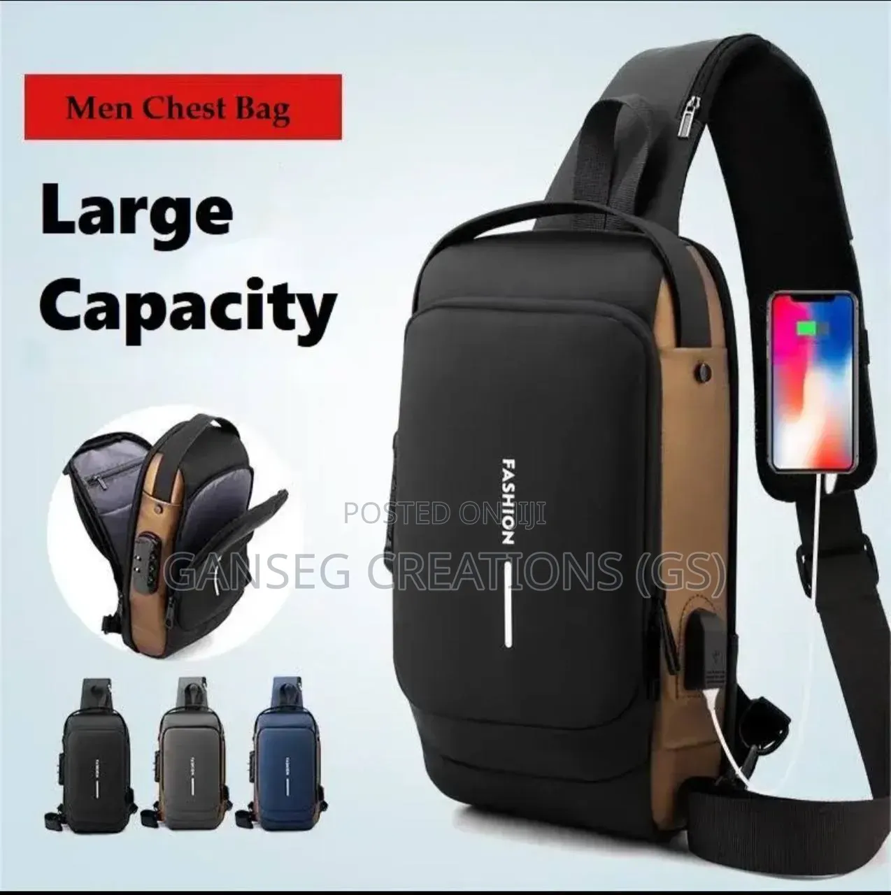 Multifunction Designer Anti-Theft USB Shoulder Bag Crossbody Bag