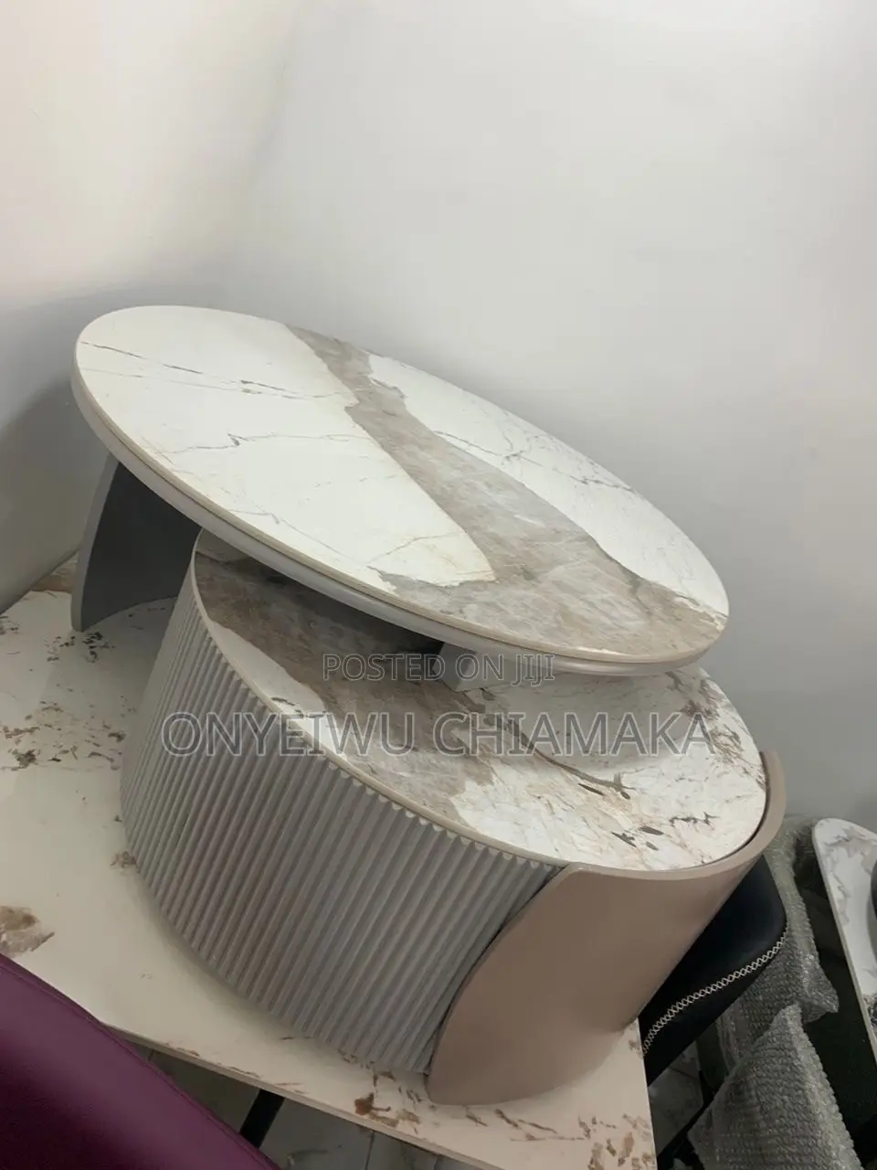 Modern Marble-Look Center Table