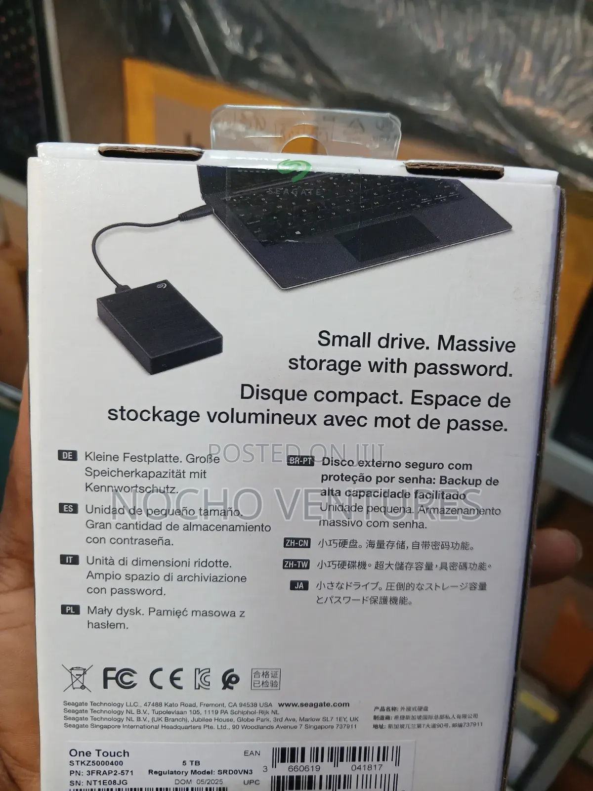 Seawater 5TB One Touch External Portable Hard Drive