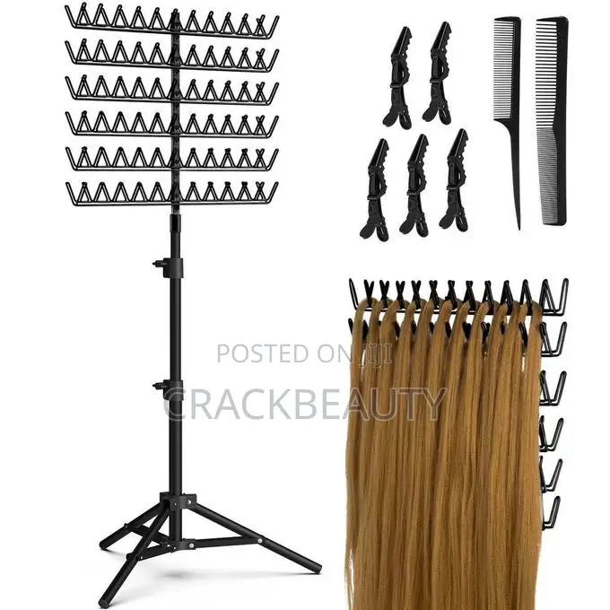 Professional Hair Extension and Attachment Stand With Clips Tripod