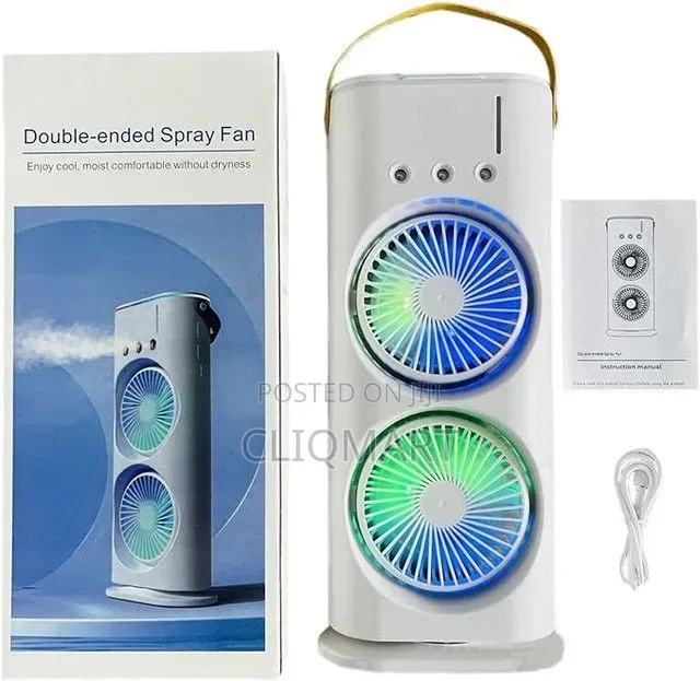 Double Spray Mist Fan Portable – USB Air Cooler Fan With LED Remote