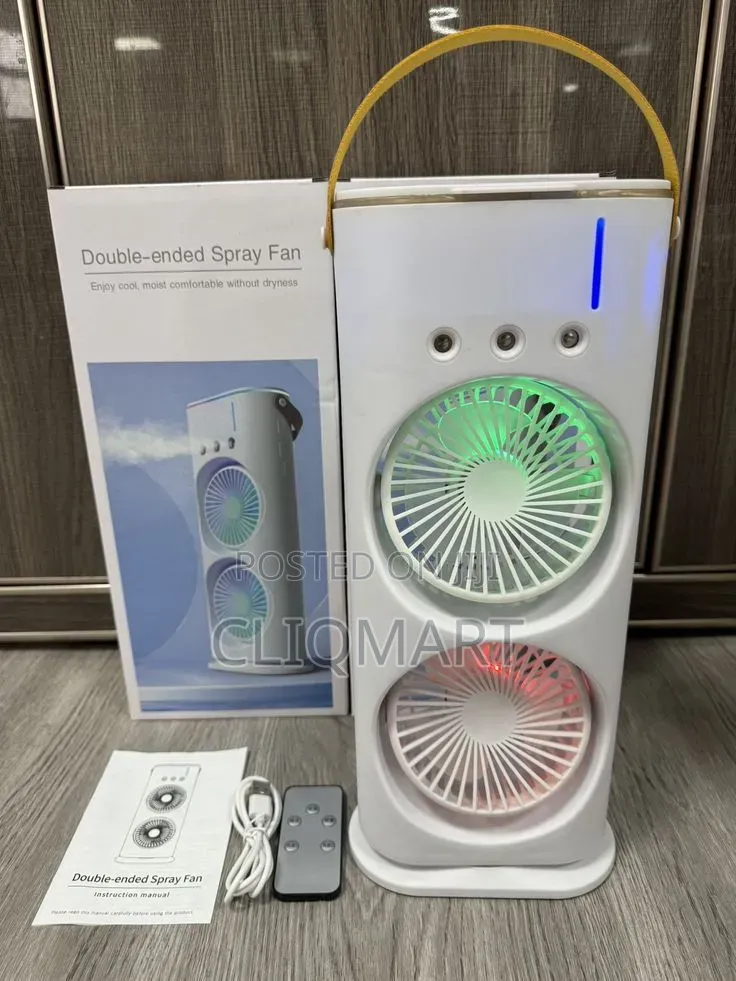 Double Spray Mist Fan Portable – USB Air Cooler Fan With LED Remote