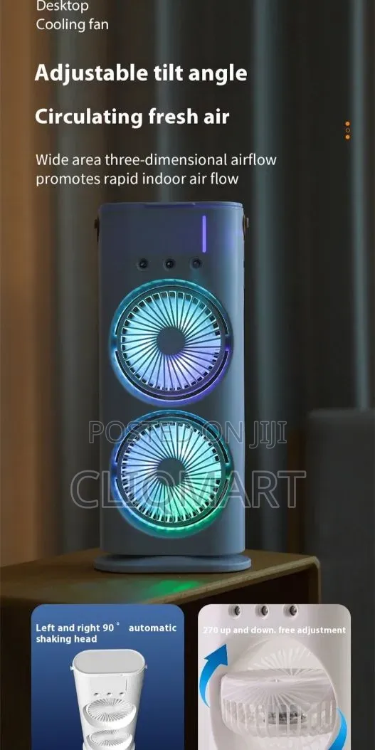 Double Spray Mist Fan Portable – USB Air Cooler Fan With LED Remote