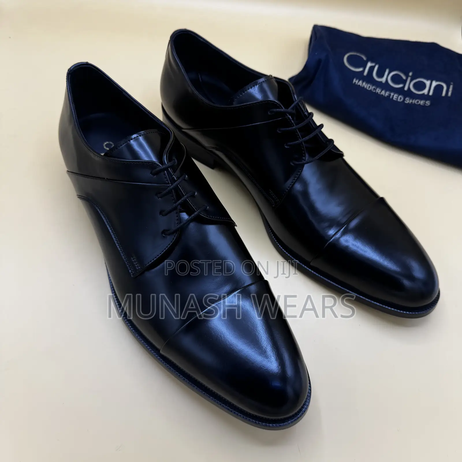 Original Italian Leather Cruciani Lace Up Shoe Available in Black And