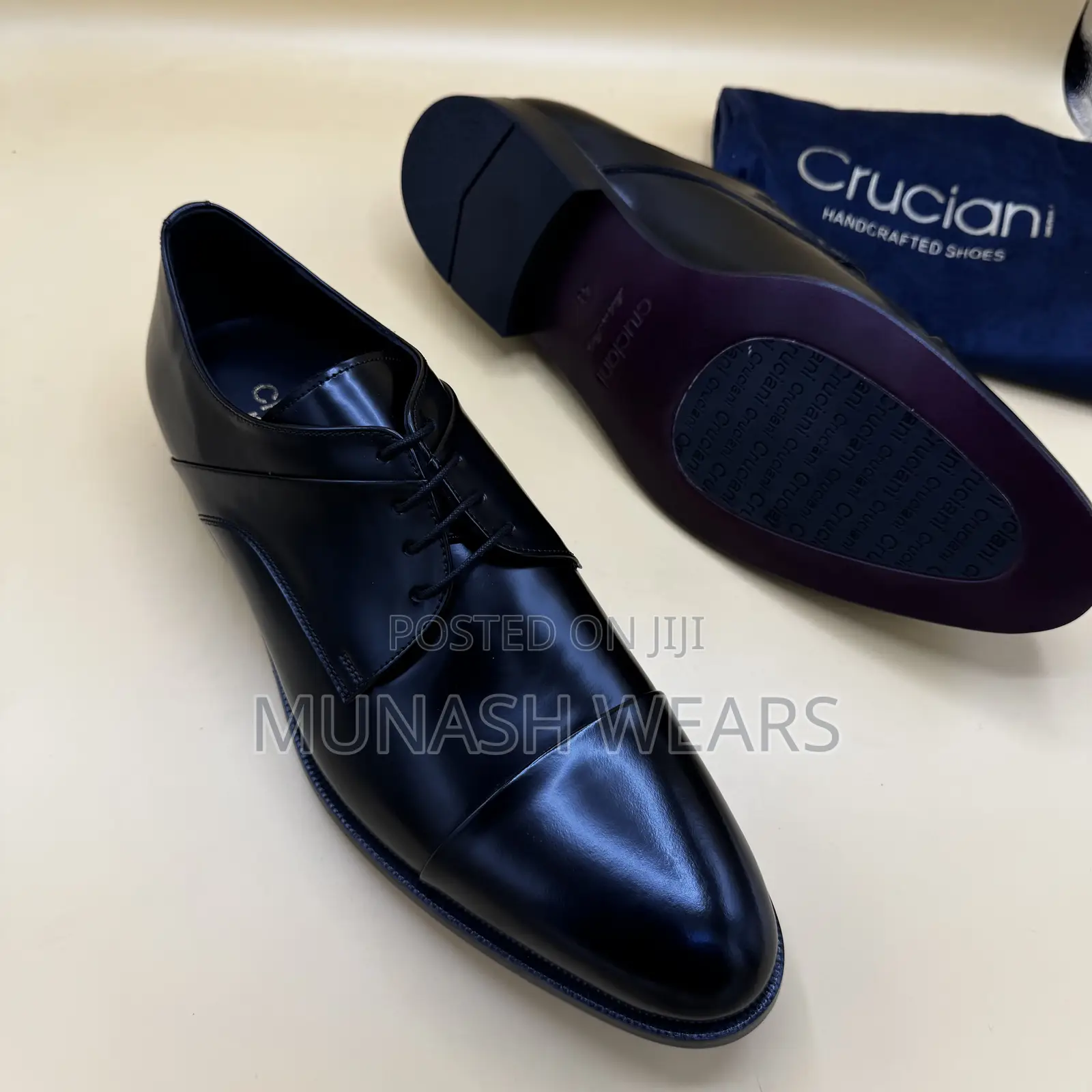 Original Italian Leather Cruciani Lace Up Shoe Available in Black And