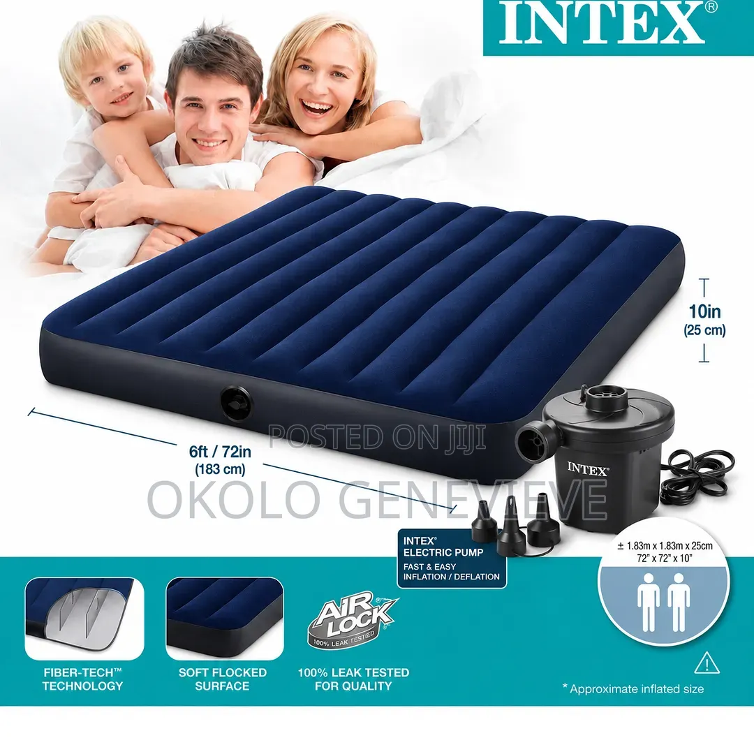 Kingsize Airbed With Electric Pump 6 X 6 10"height Quick Inflating