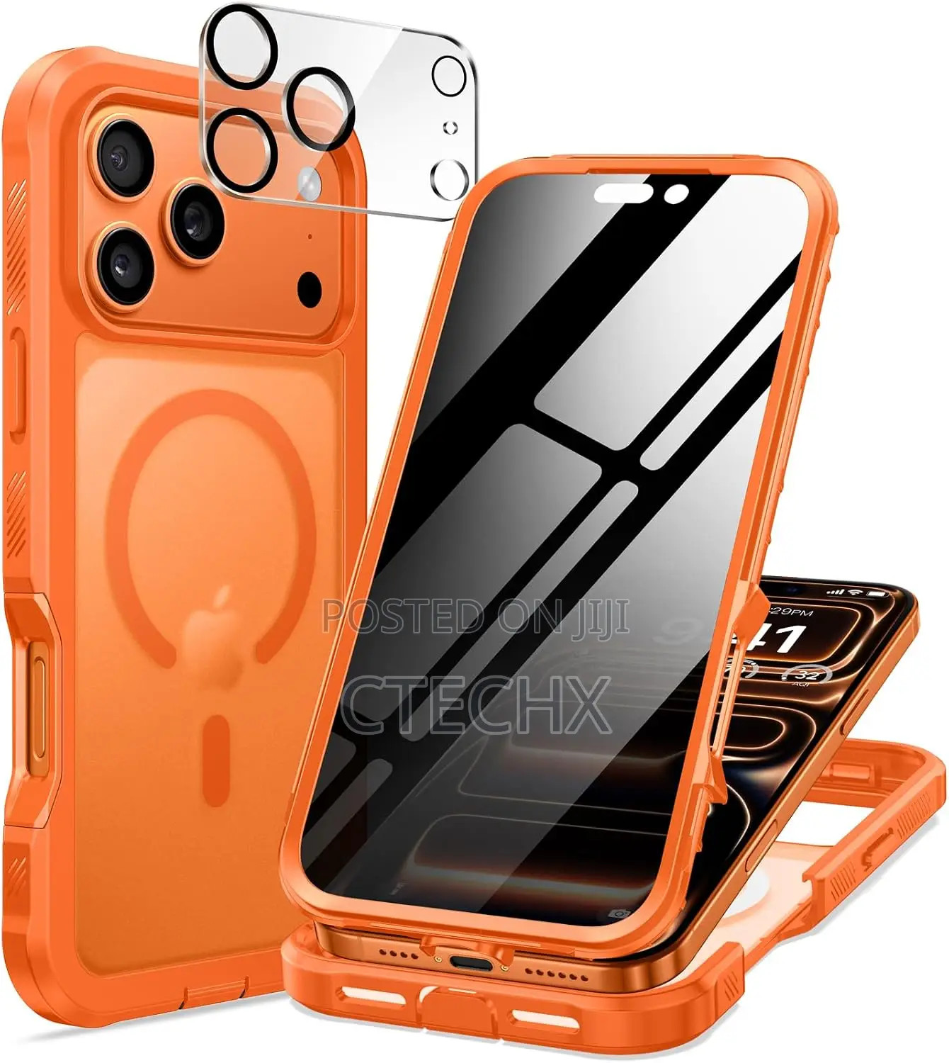 Seacosmo Magnetic for iPhone 17 Pro Max Case Drop Proof Cover, Orange