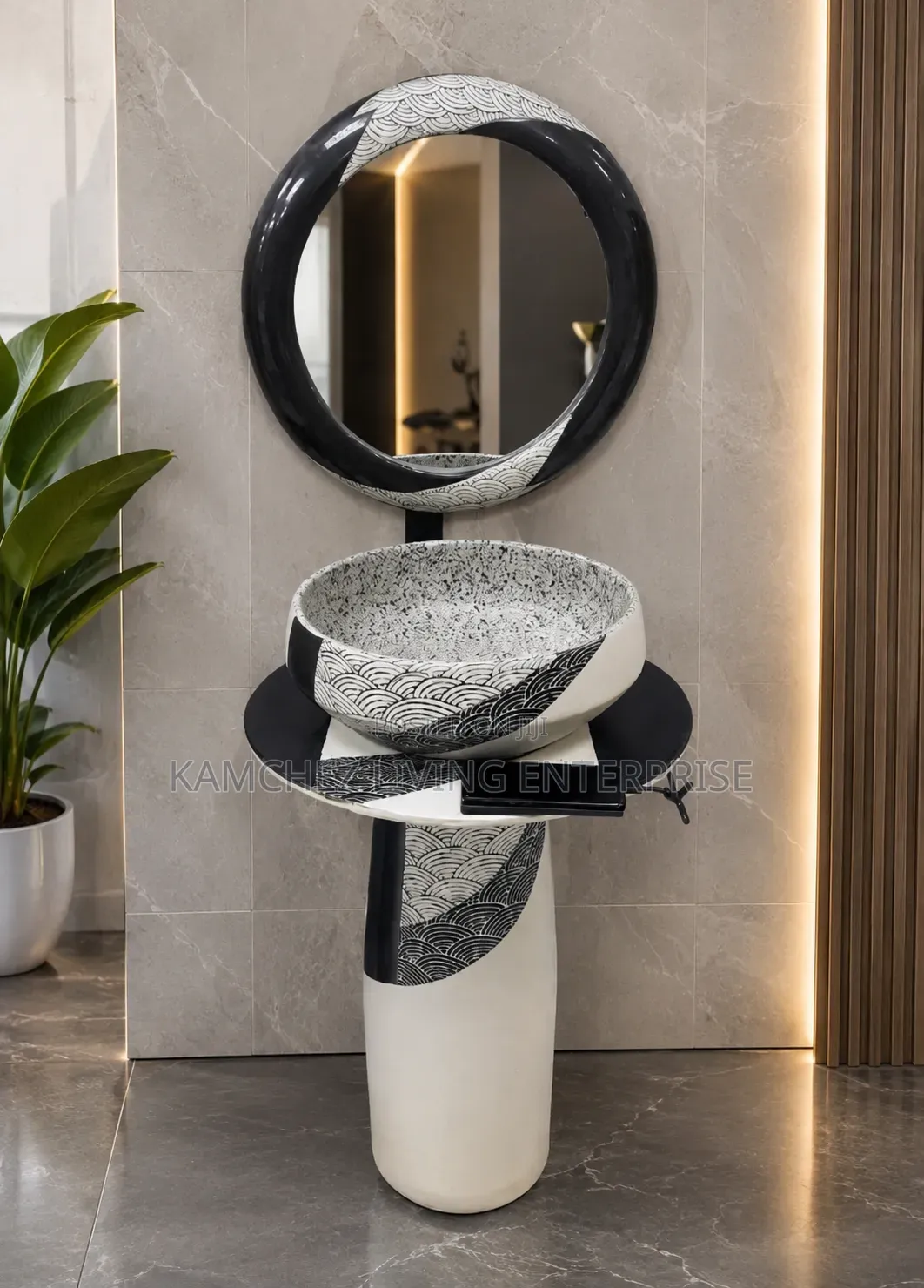 Luxury Ceramic Wash Hand Basin and Mirror - Dinning Set
