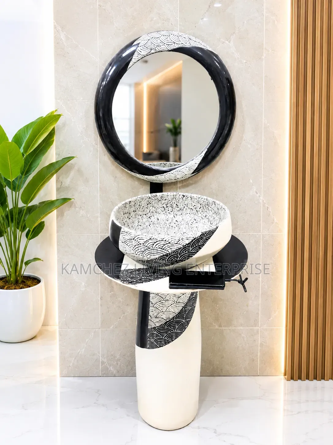 Luxury Ceramic Wash Hand Basin and Mirror - Dinning Set