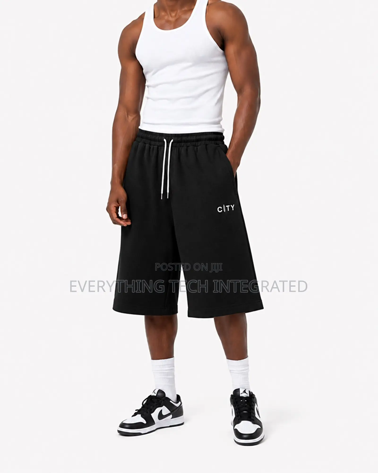 Loose Heather Black/Grey Drawstring Sweat Shorts